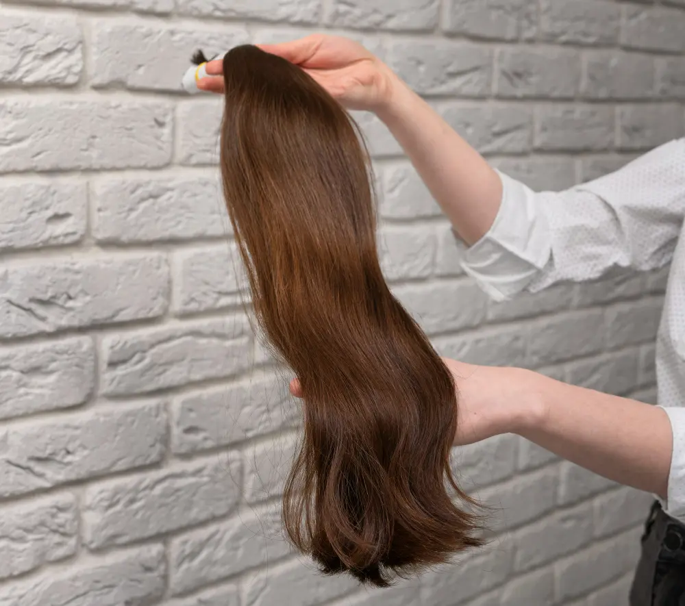 Woman receiving a professional hair wash and blow dry styling