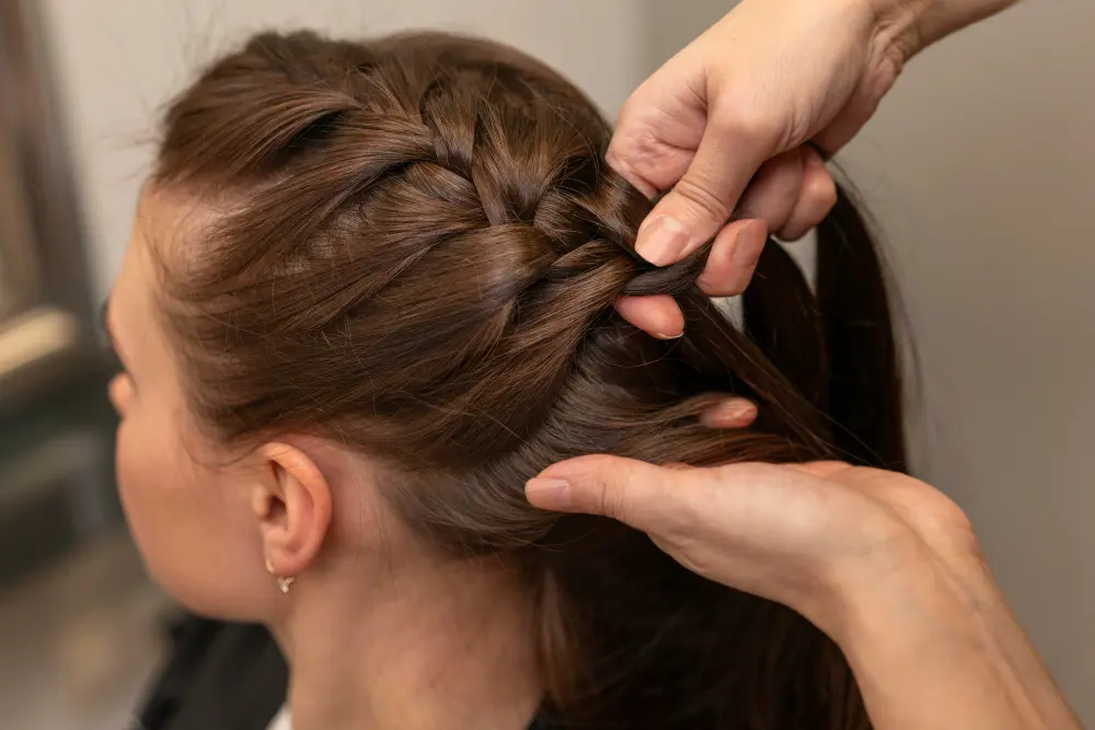 Traditional Balinese hair braiding and intricate styling